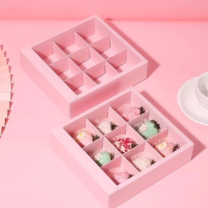 Boîte à biscuits en papier kraft, boîte à cupcakes carrée, emballage pour 9 mini gâteaux sucrés, bonbons, mariage, avec fenêtre - Product Image 2