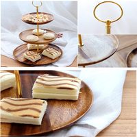 Plateau de service en bois pour gâteaux, présentoir à gâteaux à 3 niveaux, plateau de service en bois, tour de présentation de bonbons, plat rond naturel, pour la maison, les restaurants d'hôtel