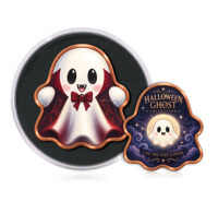 Pièce de collection en cuivre pur de 1 once, découpée sur mesure, en forme de fantôme d'Halloween, en lingot de cuivre fin .999 de 1 once