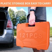 Herramientas de mano de alta calidad, 121 Uds., herramientas de reparación de automóviles, llave de trinquete, juegos de enchufes profundos, caja de soplado + caja de Color, acero cromado 45 #