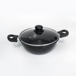 Olla de doble asa con revestimiento de mármol de 24 cm, aleación de aluminio, solo lavar a mano, mayor resistencia a la abrasión, antiadherente - Product Image 2