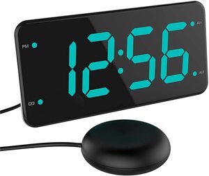 Reloj despertador fuerte personalizado con coctelera para cama, para dormir pesado, sordos y duros de audición, despertador Dual - Product Image 1