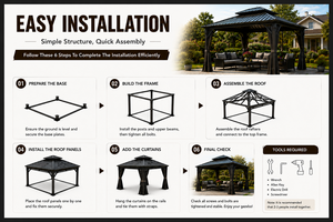 Pergola/Gazebo en Acier Galvanisé Étanche et Antirouille avec <span class=keywords><strong>Moustiquaire</strong></span> Rigide 3x3m 3x4m pour <span class=keywords><strong>Terrasse</strong></span> de Toit Usage Commercial - Product Image 5