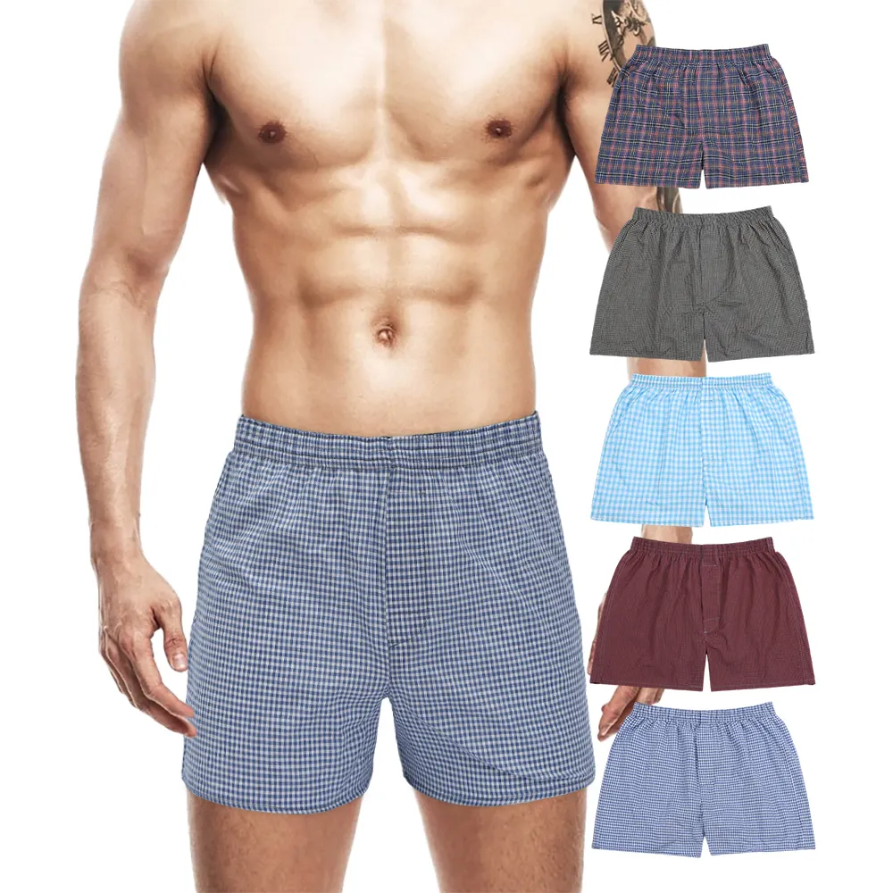 UOKIN Mini plaid pattern plus size men cotton boxer summer shorts 100% pure cotton gent summer boxer briefs shorts