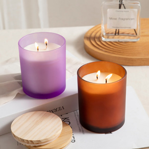 Frosted Wooden Lid Scented Candle Cylinder Soy Wax Long Lasting Fragrance Indoor Bedroom Use Minimalist Style Gift - Product Image 1