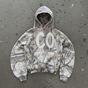 Felpa con Cappuccio <span class=keywords><strong>Camo</strong></span> Deadwood Personalizzata con Stampa DTG Integrale, Design Oversize con Strass per Uomo - Product Image 1