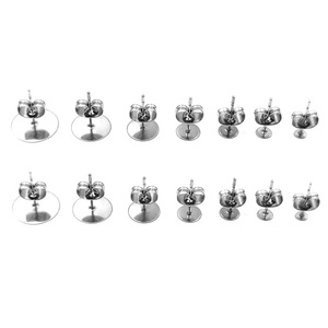 304 Stainless Steel Flat Needle <b>Earring</b> Studs Round Head Welded Sheet 50 Pieces DIY Jewelry Components - Product Image 4