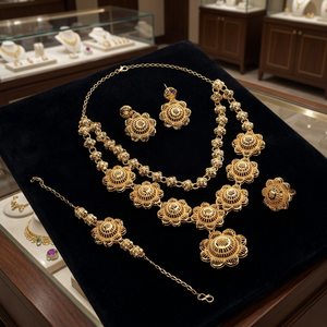 Wholesale 14K 18K 24K Micron Gold Filled Brass Dubai Style Turkish Design Jewelry Set Traditional Jewelry Set Fashion Necklaces - Product Image 3