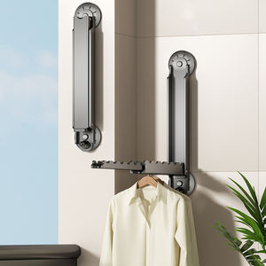 SANIPRO ventosa pequeña percha de secado interior baño balcón sin punzón colgante de pared telescópico plegable estante de almacenamiento de ropa - Product Image 4