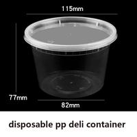 Conteneur alimentaire en plastique pp jetable à emporter de 16 oz Deli pour l'emballage d'utilisation de restaurant Emballage en plastique micro-ondable