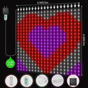 Yeni Stil 6.6*6.6ft <span class=keywords><strong>LED</strong></span> Pencere Perde Işıkları 400 RGB <span class=keywords><strong>LED</strong></span> APP Kontrollü DIY Peri Işıkları Noel Perde Fonu - Product Image 2