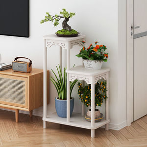 Solid Wood Flower Stand Chinese Style Rectangle Freestanding Indoor Living Room Storage Shelf For Succulent Green Ivy Plant Rack - Product Image 1