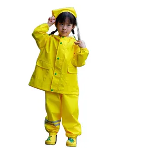Outdoor Waterproof Reflective Raincoat Suit for Boys and Girls Polyester Overalls with Suspender Trousers for Rain and Travel