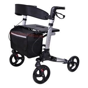 Robust Stable Lightweight <strong>Adult</strong> Elderly Handicapped Folding 4 Wheels Aluminum Rollator <strong>Walker</strong> <strong>With</strong> <strong>Seat</strong> for Disabled - Product Image 1