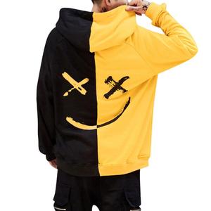 Fashion Graffiti Smile Face Stitching Spandex/Cotton Quick Dry Breathable Autumn Top Hip Hop Loose Custom Print <strong>Couple</strong> <strong>Hoodies</strong> - Product Image 3