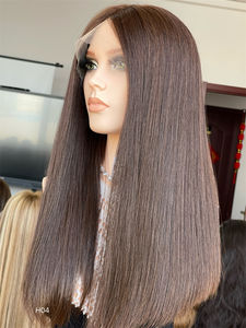 HD Lace Top Swiss Lace Jewish <b>Half</b> Handtied <b>Wigs</b> Human Hair 20 Inch #6 Color Super Slight Layer in Stock - Product Image 6