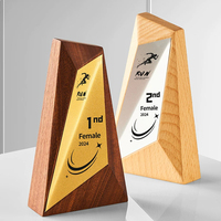 Trophée en bois personnalisé, récompense sportive d'entreprise, prix doré biseauté, logo gravé au laser, certificat, souvenir, cadeau