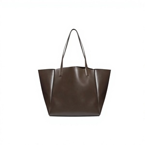 Minimalist Brown Color Women's Genuine Leather Bags Customizable Handbags <b>Large</b> Capacity Top Handle Zipper Waterproof Casual - Product Image 2