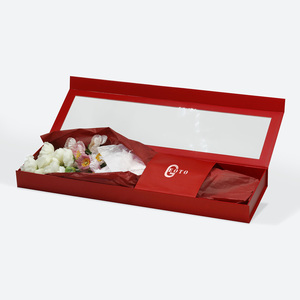 Premium <b>Empty</b> Red Color Rigid Magnetic Closure Flower Retail Packaging <b>Gift</b> <b>Boxes</b> with Lid - Product Image 3