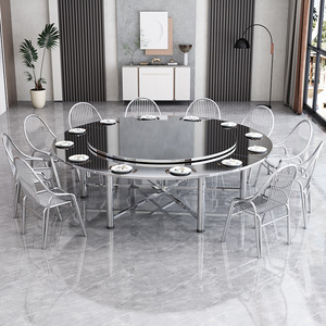 โต๊ะกลมพับได้สแตนเลสพร้อมจานหมุนสำหรับร้านอาหารและใช้ในบ้าน - Product Image 2