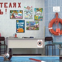 Placa decorativa vintage, póster para decoración de pared de sala de estar, dormitorio, hogar, arena de verano, arte de pared perfecto para piscina y decoración de verano