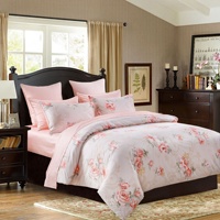 Ensemble de literie 4 pièces de haute qualité en coton 300TC 60s imprimé floral personnalisable pour la chambre d'enfant