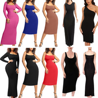 Robe Body Sculptant TJ Style Quotidien Gainante Ventre Plat Maintien Ferme Rehausseur de Hanches Longue