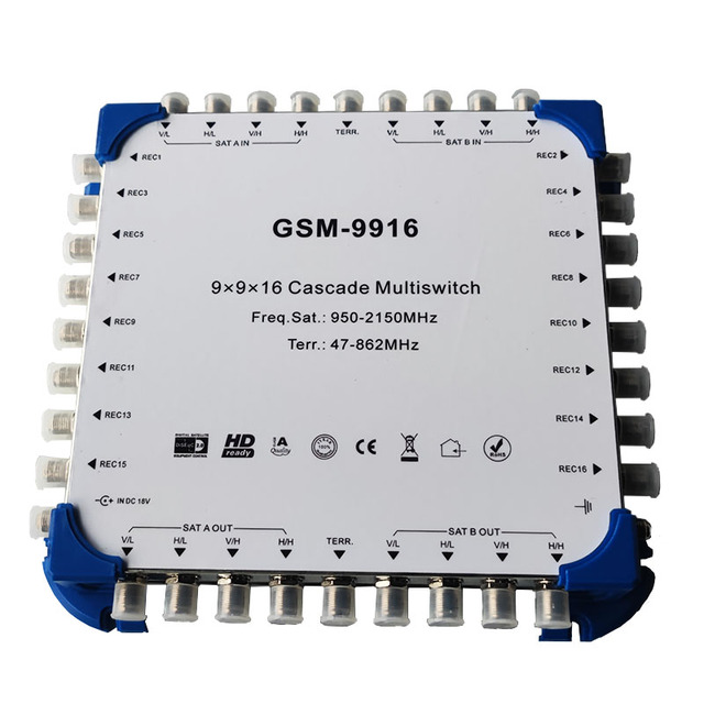 GSM-9916 Item 9x9x16 Cascade Multiswitch Satellite and Terrestrial Signal Receiver Switch
