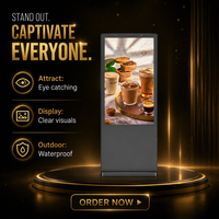 ENTENG Layar Digital LCD Berdiri untuk Luar Ruangan, Display Iklan dengan Android Terintegrasi, Sistem Manajemen Konten (CMS) Jarak Jauh