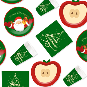 DAMAI Nuevo Juego de Vajilla Navideña con Elementos de Papá Noel, Platos de Papel y Molde de Manzana para Suministros Navideños, Sirve para 8 Personas - Product Image 2
