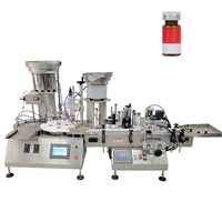 Machine tout-en-un de remplissage, de bouchage et d'étiquetage de flacons de bureau pour ampoules, flacons de pénicilline avec bouchon et capuchon à sertir à déclenchement rapide