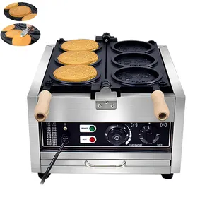 Penjualan terlaris 3 buah mesin pembuat wafel koin komersial/mesin wafel bentuk bulat mesin makanan ringan/pembuat wafel koin komersial