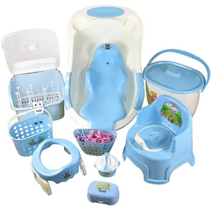 Fournitures pour bébé produits essentiels pour nouveau-né ensemble de baignoire pour bébé 11 pièces avec siège d'apprentissage de la propreté supports de séchage pour biberon