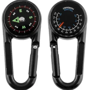 Mini Compass Carabiner Clip 3 in 1 Guiding Thermometer Keyring Keychains for Outdoor Hiking Camping Climbing Hunting Travelling