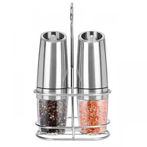 Electric Gravity Salt And Pepper Grinder Mill Set Stand Spice Jar Automatic Battery  Powered Spice Pepper Mills Grinder