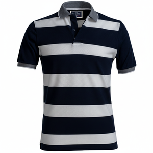 เสื้อยืดคอถักลายทางสีกรมท่า พิมพ์ลาย ผ้าฝ้าย 100% ไซส์พลัส สไตล์ลำลอง - Product Image 2