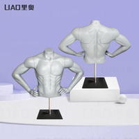 Mannequin buste sport grande taille en fibre de verre pour sous-vêtements et vêtements, demi-corps homme femme, noir et gris, sans tête