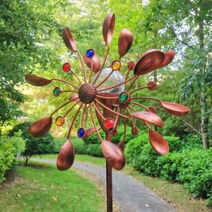 Molinillo de Viento Decorativo para Exteriores con Luz Solar de 6 Colores, 360° °   Esculturas de Viento Giratorias Grandes de Metal, Molinos de Viento para Jardín - Product Image 4