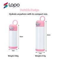 Botella de Agua Térmica de Acero Inoxidable 304 de Doble Pared con Aislamiento al Vacío para Niños, con Tapa Rebotadora y Asa, para Sublimación, 350ml 500ml, Venta al por Mayor