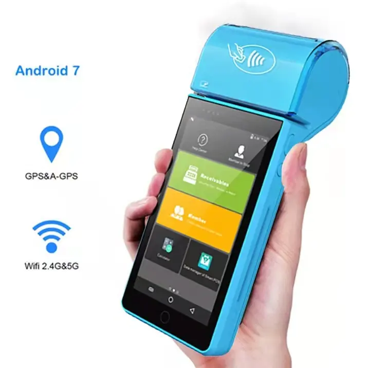 Портативный смарт-терминал android 7,0 pos с принтером nfc IC кардридер (visa,mastercard)