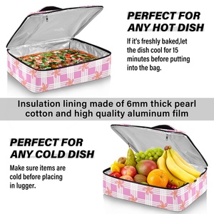 Aloha Hawaii Pink Plumeria Design Pan Holder Bag BBQ Food Storage Palaka Potluck Insulated Casserole Carrier Cooler Bag - Product Image 5