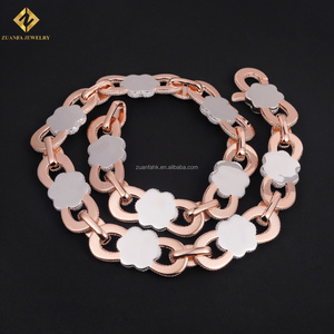 Custom Personalized Jewelry Rapper Heavy Hand Made Multi Color Moissanite Diamond 22mm Width Flower Shape <b>Infinity</b> Cuban Chain - Product Image 5