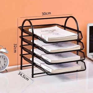 Office <b>Table</b> Sorter Circular Arc 4-layer Metal Mesh File Rack Magazine Sorting Rack Office Home School File Rack - Product Image 4