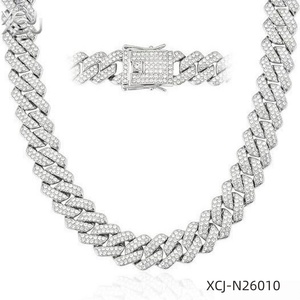 Diamant Cuban Link Kette für Männer mit Doppelverschluss-Verschluss Halskette Bling HipHop Rapper - Product Image 1