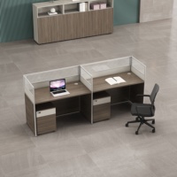 Poste de travail modulaire commercial avec cloison de bureau, bureau informatique pour 1, 2, 4 ou 6 personnes avec écran en verre dépoli pour bureau