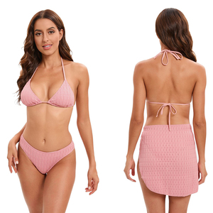 Trajes de Baño Ecológicos para Mujer, Diseño Personalizado, Resistentes <span class=keywords><strong>al</strong></span> Cloro, Traje de Baño de Playa, Bikini de 3 Piezas con Cubierta - Product Image 2