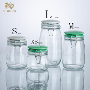 एयरटाइट प्रिजर्विंग नट स्टोरेज ग्लास जार कैंडी ग्लास जार सिरेमिक कैप के साथ घरेलू रसोई के लिए ढक्कन के साथ स्टोरेज जार - Product Image 1