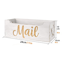 Boîte de rangement murale rectangulaire en bois avec couvercle pour cartes postales et enveloppes