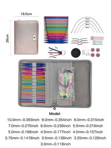 13 pares de juegos de agujas de tejer redondas de aluminio intercambiables, simples, portátiles, duraderas y ecológicas KD053 - Product Image 2