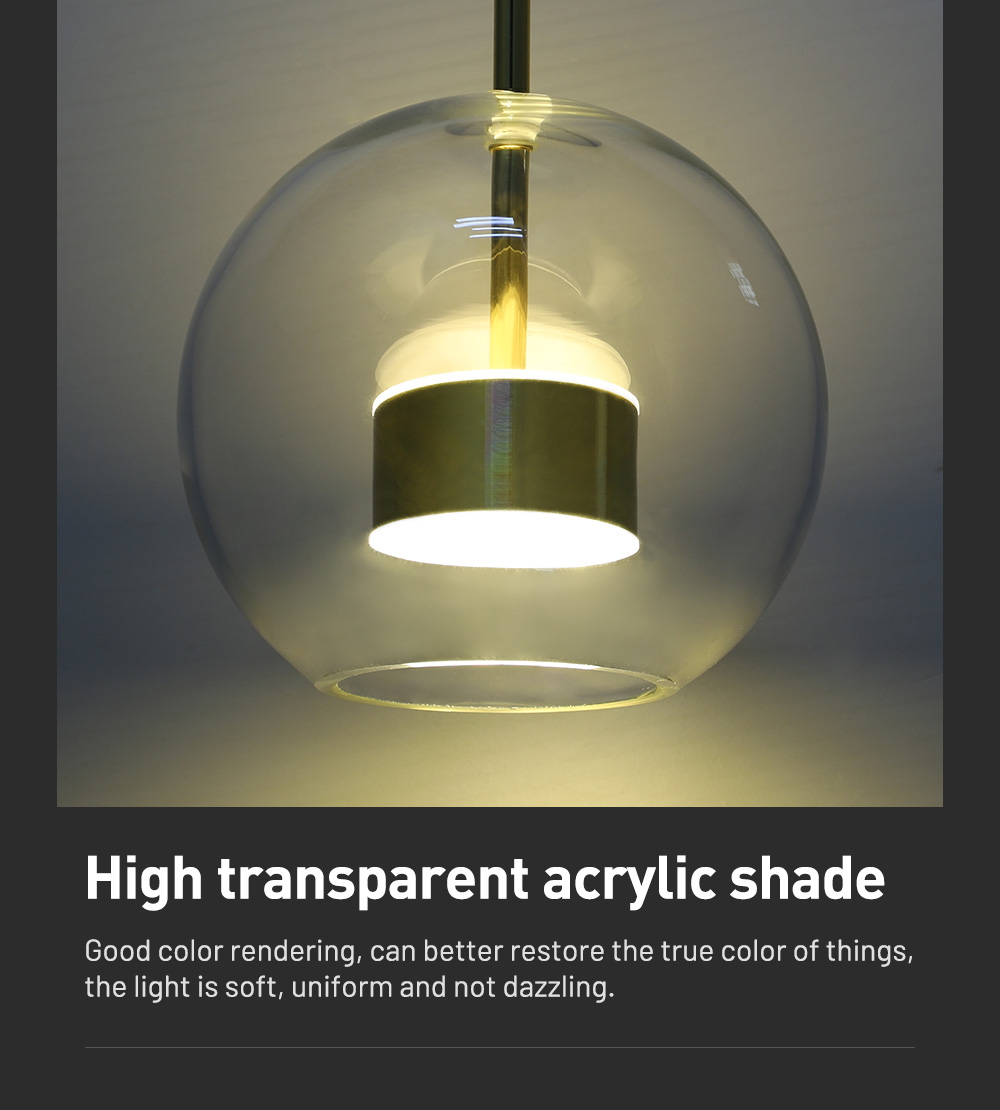 Modern Chrome Hanging Pendant Lights Indoor Home Kitchen Bar Mini Pendant Light with Glass